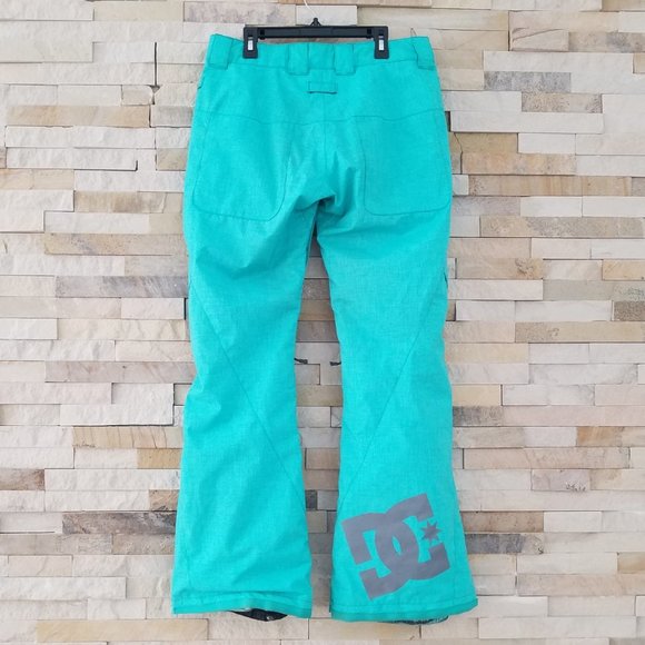 DC Womens Small Green Snowboard Ski Snow Pants Bib Snowsuit Suit Bibs Ladies